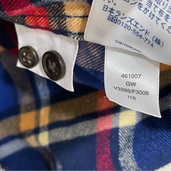 Lands' End Mens Large 16-16.5 Plaid Flannel LongSleeve Shirt Traditional Fit - Picture 6 of 7